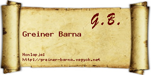 Greiner Barna névjegykártya
